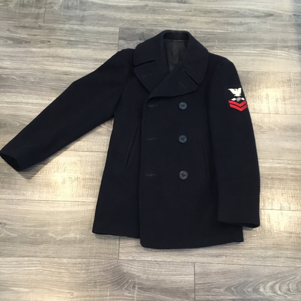 Navy Wool Peacoat Mens Small Arm Patch 1960-64 100% Wool